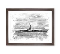 Statue of Liberty New York USA No.7 V3 Modern Framed Print | A4 Walnut Framed Wall Art | Ready to Hang | Modern Flag Picture | Living Room Bedroom Lounge Office