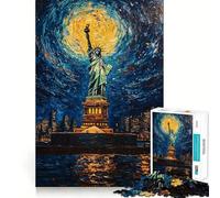 Statue of Liberty Night 1000 Pieces Jigsaws Adults Puzzles Mind Exercise Toy Shared Fun Precision Cut Art Display 38x26cm