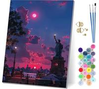 Statue Of Liberty Paint by Numbers for Adults, City Painting by Numbers for Adults Kits On Canvas, Easy DIY Acrylic Pigment Drawing Paintwork, Hobbies for Women, for Home Wall Decor 40x52 inch Q-8582