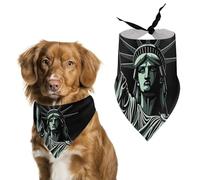 Statue of Liberty Pattern Printed Pet Scarf Polyester Triangle Scarf - One Size (27.6in X 11.8in)