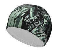 Statue of Liberty Pattern Swim Cap for Women Men Swimming Hat Bath Waterproof Pool Caps for Long Thick Curly Hair