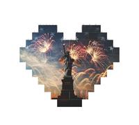 Statue of Liberty Printed Jigsaw Puzzle 10.8x12.8 CM, Heart-Shaped Puzzle Challenging Game for Adults, Fun Decorative Wall Decor