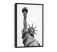 Statue Of Liberty Raised Arm - Canvas Floater Frame Print Picture Art - Black Frame 8 inch wide x 12 inch high