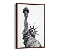 Statue Of Liberty Raised Arm - Canvas Floater Frame Print Picture Art - Walnut Frame 8 inch wide x 12 inch high