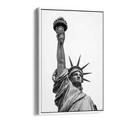 Statue Of Liberty Raised Arm - Canvas Floater Frame Print Picture Art - White Frame 8 inch wide x 12 inch high