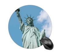 Statue of Liberty Round Mouse Pad 7.8 Inch, Portable Gaming Mouse Mat with Non-Slip Rubber Base & Smooth Surface, Waterproof Mousepad for PC, Laptop, Computer, Office, Home