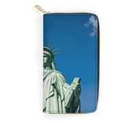 Statue of Liberty Slim Thin Credit Card Wallet, PU Leather Bifold Cash Wallet, Zipper Coin Pocket Id Window Wallet Storage Bag Wallet Coin Purse Pouch Change Holder Small with Zipper for Men And Women