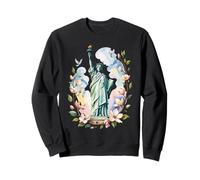 Statue Of Liberty Surrounded By Flowers And Doves Sweatshirt