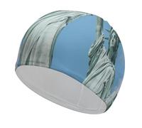Statue of Liberty Swim Cap for Women Men Swimming Hat Bath Waterproof Pool Caps for Long Thick Curly Hair