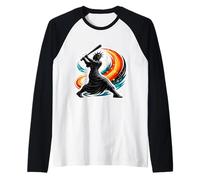 Statue of Liberty Swinging Baseball Bat American Softball Raglan Baseball Tee