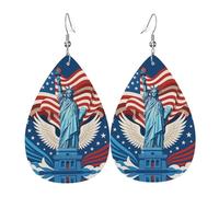 Statue Of Liberty Teardrop Leather Earrings Ladies Print Pendant With Hook Fashion Vintage Party Daily Wear