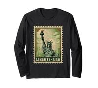 Statue of Liberty USA Patriotic Vintage Stamp Long Sleeve T-Shirt
