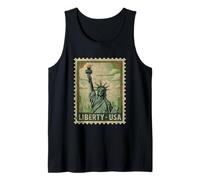 Statue of Liberty USA Patriotic Vintage Stamp Tank Top