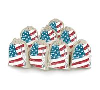 Statue of Libertys Us Flag Reusable Gift Bags Drawstring Goody Bag 8Pcs Bunches Pocket Pouch Halloween Christmas Parties Favors Supplies
