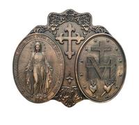 Statue of Our Lady of Fatima - Inspirational Wall Panel with Intricate Wood Embossing, 30x40cm | Catholic Room Accent for Hallway, Church Space, Decor Piece
