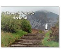 Statue of Saint Patrick Holding Green Shamrock at The Start of Foot Path to The Peak of Croagh Patrick, County Mayo, Ireland. Mountain Peak in The, Fridge Magnet