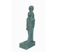 statue of Sekhmet Goddess of healing and War painted with a green color and gold antique