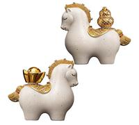 Statue Of The Year Of The Horse 2026 - 2 Piece Table Decoration, Sculpture For Chinese New Year, Collectible Figurine For Home & Office | Home Office Bedroom Photography Collectors