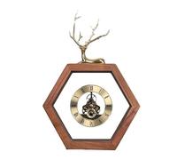 Statue Ornaments Retro Wooden Copper Deer Clocks Mute, Non-tick Desktop Clock Ornament Living Room Porch Bedroom Study Decoration Clocks Home Decor