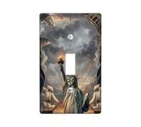 Statue Single Light Switch Cover Plate, Historical Dramatic Ships Buildings Patriotic Blue Plastic Standard Size Decorative Wall Plates for Living Room Bedroom Home Office Decor (Single)