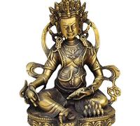Statue Tabletop Collection Figurines Art Ornaments Statues s Ornaments s 8" Chinese Buddhism Brass Lotus Snake Yellow Jambhala Buddha