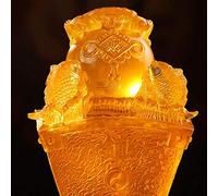 Statues and Figurines, Feng Shui Crab Sits on Top of A Bead with Four Arowanas Sculptures, Home Office Auspicious Decoration Yellow