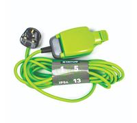 STATUS 1 Socket Extension Lead, 5m Green Extension Cable, 13 amp Weatherproof Socket, 1W5M13AIP54S6