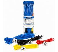 STATUS 100 Mixed Cable Ties, Red, Yellow, Blue & Black
