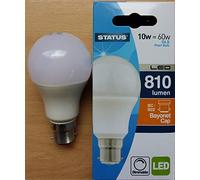 Status 10w 60w Dimmable Led Light Bulb Pearl BC B22 Pack of 1