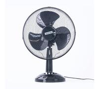 Status: 12 Inch Oscillating Black Portable Fan / 3 Speed Adjustable Angle Fan/Powerful Airflow for Heat Waves, Easy Mobility, for Any Room from Bedroom to Office / S12BDESKFAN1PKB