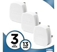 STATUS 13A 3-Pin White Electrical Plug Tops - Pack of 3 BS1363-Complia