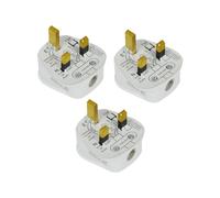 STATUS 13A 3-Pin White Electrical Plug Tops - Pack of 3, BS1363-Compliant