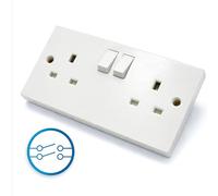 STATUS 13A Double Gang Double-Pole Switched Wall Socket, Twin UK Plug Faceplate with Safety Isolation for Home Installations, White (S2G13ADPSSB4)