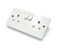Status 2 Gang 13Amp - Wall Socket - Switched, White