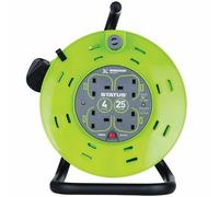 Status 13A Metal Frame 4-Gang Cable Reel 25mtrs - Green