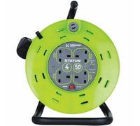 Status 13A Metal Frame 4-Gang Cable Reel 50mtrs - Green