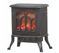 STATUS 1500W Flame-Effect Stove Heater, Freestanding Electric Fireplace with Adjustable Thermostat and Log Glow, Overheat and Tip-Over Protection, Black (SFH-15001PKB)