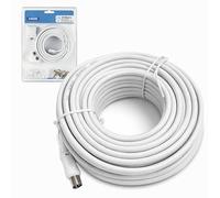 Status 15m TV Aerial Extension Kit, Coaxial Cable Set, White | 2-way splitter, surface socket, coupler, 4 plugs, 50 clips, Freeview and TV installs - S15MTVAEKX12