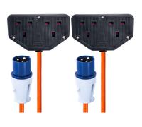 Status 16A Site Plug to 2 Way UK Socket, 20cm Adaptor Cable Perfect for Camping Caravan, Motorhome, Campervan, IP44, Weatherproof, 16APTUK2SCK1PK10 (