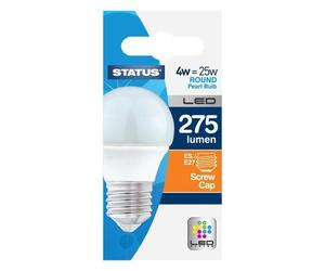 Status 2.5w = 25w = 250 lumens LED - Round - E27 - PA - Pearl - Warm White - 1 pk Box - in White CDU