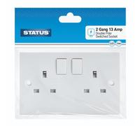 Status 2 gang, 13 amp, Double Pole Wall Socket, Switched, White (Pack of 1) S2G13ADPSSB4