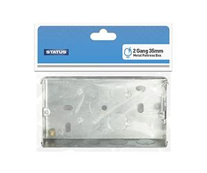 STATUS 2 Gang Dry Lining Box | Double Socket Back Box | Metal | SMSBD35DEEP3