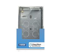 STATUS 2 Gang Pattress Box | 35mm Double Socket Back Box | Metal | SMSBD35DEEPB6