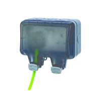 STATUS 2 Gang Switched Garden Outdoor Socket - Grey, Green