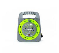 STATUS 2 Socket Cable Reel | 15m Green Extension Lead | 13A with Thermal Cut Out | Heavy Duty Outdoor Extension Lead | S15M2SHBCR1PK2