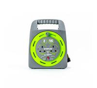 STATUS 2 Socket Cable Reel | 15m Green Extension Lead | 13A with Thermal Cut Out | Heavy Duty Outdoor Extension Lead | S15M2SHBCR1PK2