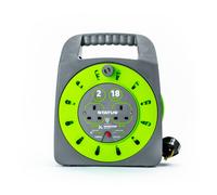 STATUS 2 Socket Cable Reel, 18m, Green Extension Lead, 13 Amp, Thermal Cut Out, Heavy Duty, Outdoor Power Supply, Ideal for Garden, Workshop, DIY, Pow