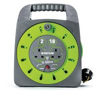 Status Cable Reel S18M2G13ACR4 18m 13A 2-Socket Thermal Cut-Out Heavy-Duty Outdoor Green