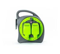 STATUS 2 Socket Cable Reel, 20m, Green, Heavy Duty Outdoor Extension L