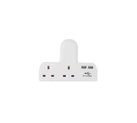 STATUS 2 Way Cable Free Socket with 2 USB Ports - White [S2W2USBCFS6]